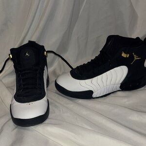Jordan Black and White Sneakers with Gold Details